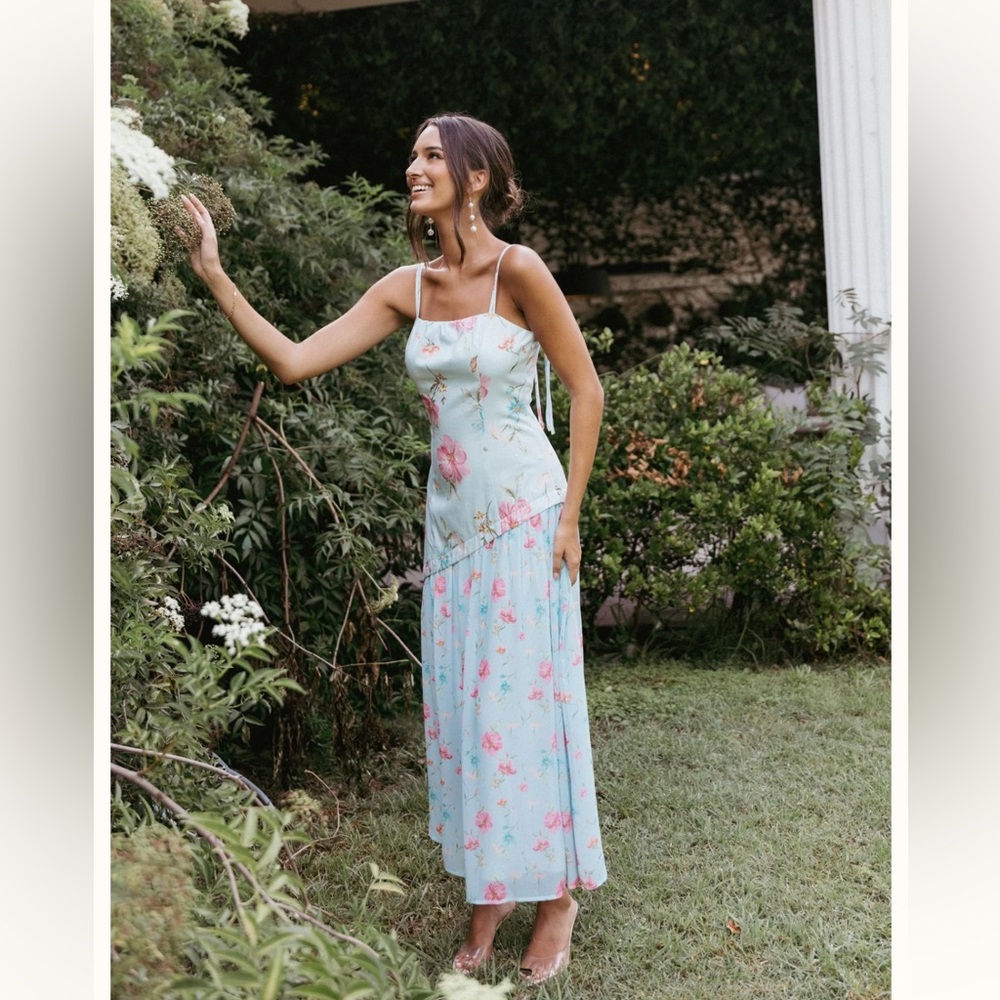 Beautiful blue and pink drop waist dress. Petal and pup. New with tags